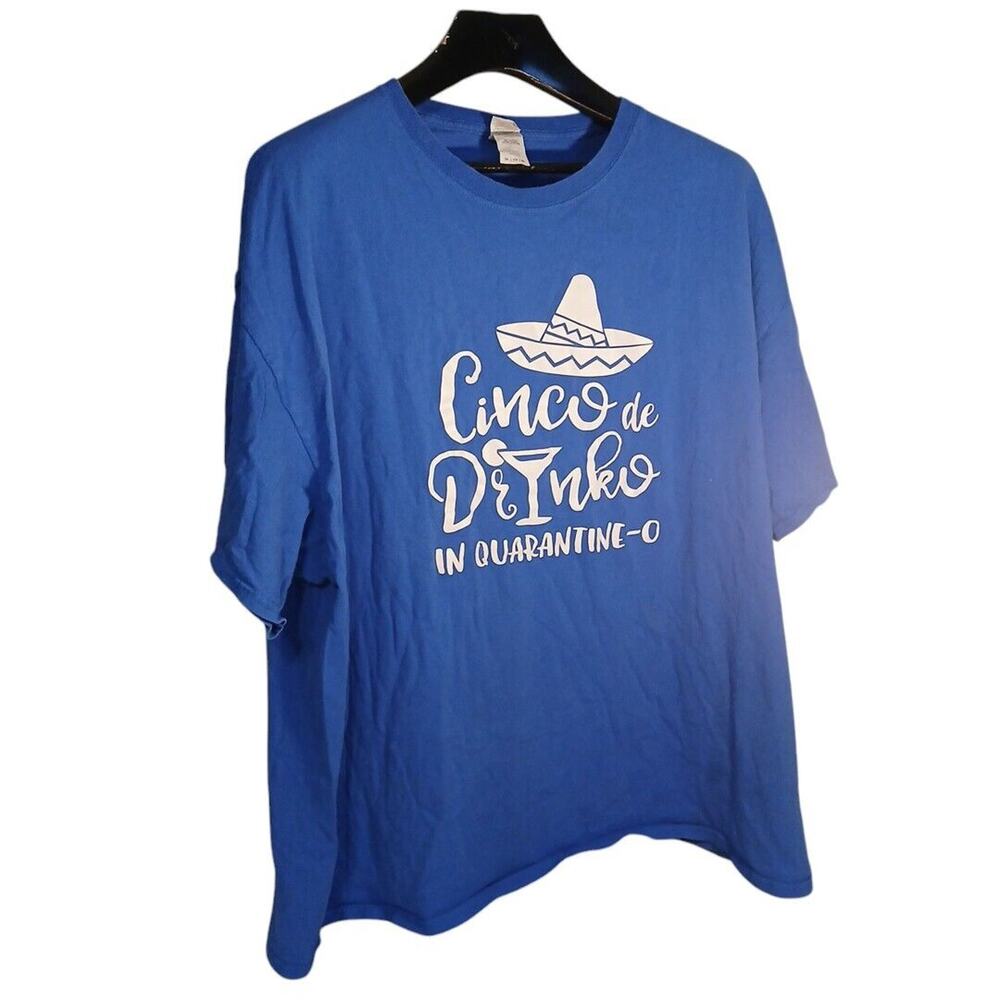 Cinco De Drinko in Quarantine-O Blue‎ White Men's 3xl T-Shirt 100% Cotton Gildan